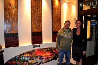 Jenny Simon with Steve Barton at Bellagio Gallery in Florida