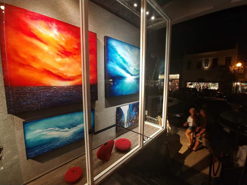 Jenny Simon Oil Paintings in Window of The Signature Gallery