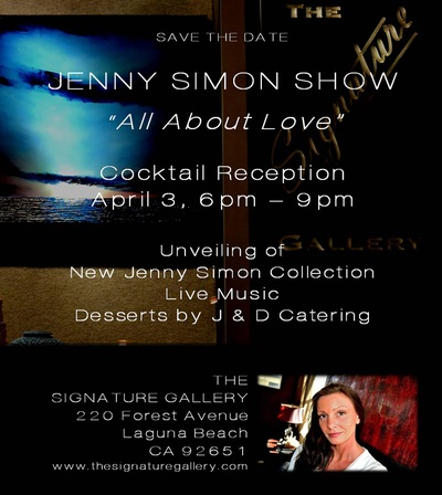 all about love art show invite for Jenny Simon Art Show