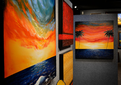 Art Installation - Jenny Simon original oil paintings in Laguna Beach