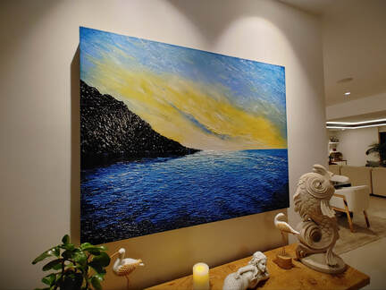 Jenny Simon painting at oceanfront estate The Strand at Headlands in Dana Point